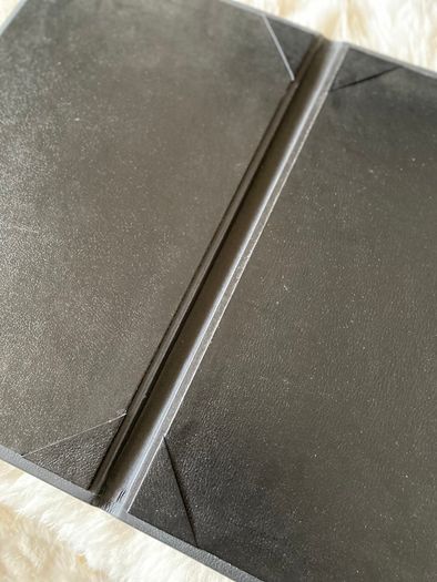 Hand made leather menu holder