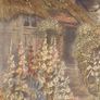 Original Victorian Needlework Painting Cottage Garden Scene Framed Image 6