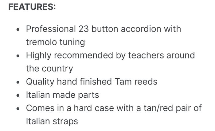 New Garvey TAM 2 Accordion