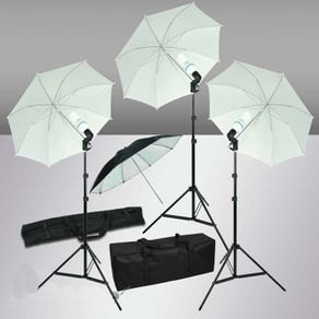 255W 3 White Umbrella Continuous Lighting Kit