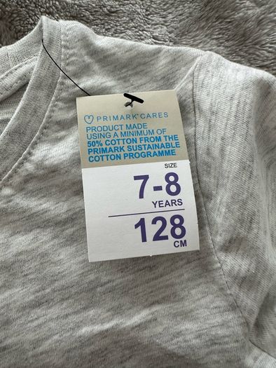 BNWT Plain grey T-shirt, 128cm, 7-8 years