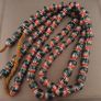 Antique Venetian Style Black Chevron Glass Beads Necklace Strand Image 8