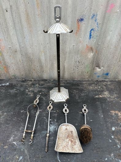 Art Deco vintage chromed fire place utensils c1960