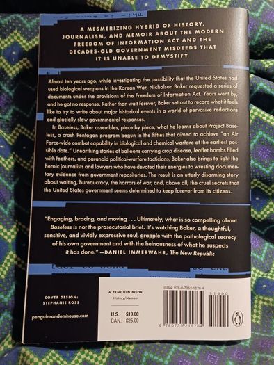 Baseless/ Nicholson Baker/ 2021/ 1st printing USA/ penguin