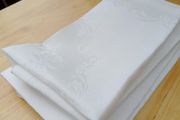 Vintage linen napkins, White linen Damask