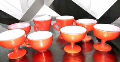 Vintage coral milk glass bundle 1960s