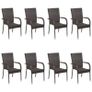 9 Piece Garden Dining Set Poly Rattan Brown Image 2