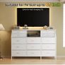 Dresser for Bedroom with 13 Drawers, 55 Wide Chest of Drawers, Fabric Dresser with 2 Wooden Shelves Image 5