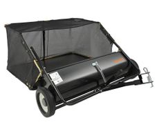 Tow Behind Lawn Sweeper, 111.7 cm Pull Behind Lawn Sweeper, 25 cu. ft Large Capacity Leaf & Grass Collector, Heavy Duty Garden Sweeper with Adjustable Sweeping Height for Yard, Lawn, Farm