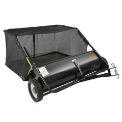 Tow Behind Lawn Sweeper, 111.7 cm Pull Behind Lawn Sweeper, 25 cu. ft Large Capacity Leaf & Grass Collector, Heavy Duty Garden Sweeper with Adjustable Sweeping Height for Yard, Lawn, Farm