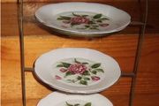 Vintage Wrought Iron &amp; Bone China Serving Stand