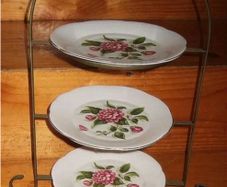Vintage Wrought Iron & Bone China Serving Stand