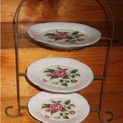 Vintage Wrought Iron & Bone China Serving Stand