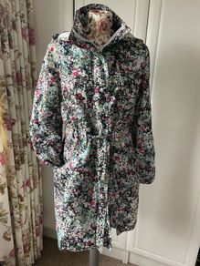 New look floral shower resistant coat parka style size 14