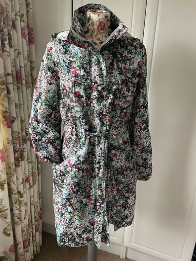 New look floral shower resistant coat parka style size 14