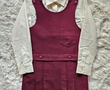 Girls School Wine Pinafore 6-7 Years + FREE Shirt
