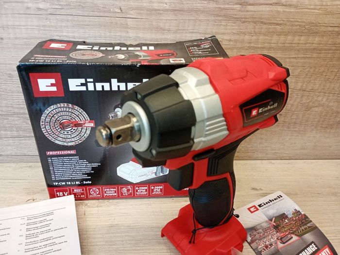 Einhell Professional Cordless Impact Wrench TP-CW 18 Li BL Solo Power X-Change (18 V, 215 Nm, Brushless, External Square Socket, Bit Adapter, LED Light, Battery Not Included)