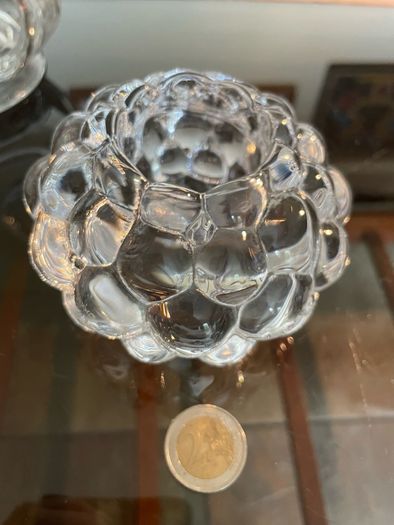 Orrefors Sweden Raspberry Clear Crystal Glass Votive Candle Holder Anne Nilsson 1980s