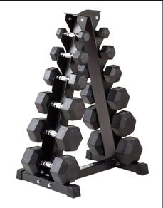 2.5 - 15kg Hex Dumbbells + Storage Rack