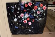 Free Ted Baker ( bath set or make up bag ) with this - Ted Baker Black Patent with Floral Pattern Large Tote / Shopper Bag - as new condition