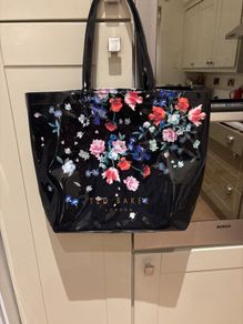 Ted Baker Black Patent with Floral Pattern Large Tote / Shopper Bag - as new condition