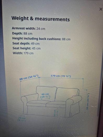 Ikea Ektorp grey 2 seater sofa