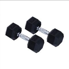 Set, 2 pcs 10kg Rubber-Hexagonal Dumbbell