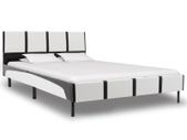 Bed Frame White and Black Faux Leather 120x190 cm
