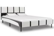 Bed Frame White and Black Faux Leather 120x190 cm
