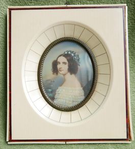 Antique Original Miniature Portrait Painting Old Frame Signed