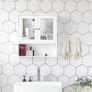 _Bathroom Cabinet, Wall Cupboard, Mirror with Shelf, Wooden Makeup Cabinet, 56 x 58 x 13 cm (W x H x D) White Image 6