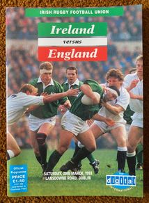 Very Rare 1993 Ireland v England - Five Nations Championship Programme
