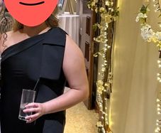 Long Black satin dress, Size L
