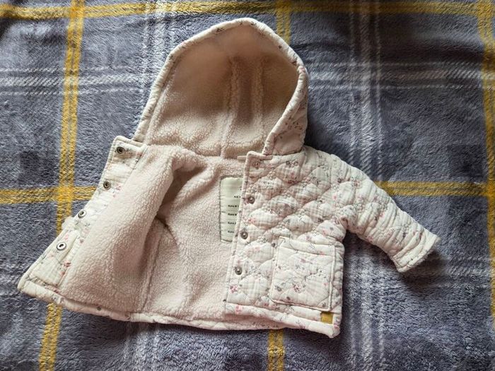 Upto1month, Bnwot Next Cream Floral Quilted Borg Fleece Hooded Jacket