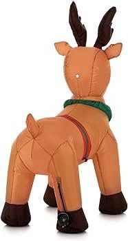 Christmas Inflatable Reindeer - Outdoor/Indoor Bright LED Light Up Porch Decoration - Built in Air Compressor - Pegs Included for Garden Use 100cm (3.3ft)