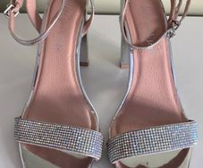 Size 7 Silver Diamante  Heels by New Look