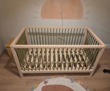 Mamas & Papas Cot Bed  Natural Wood & Sage Green