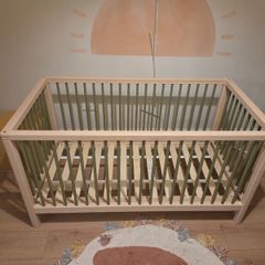 Mamas & Papas Cot Bed  Natural Wood & Sage Green
