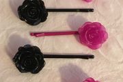 Vintage Resin Flower Hair Clips.   Retro Style Hair Accessories