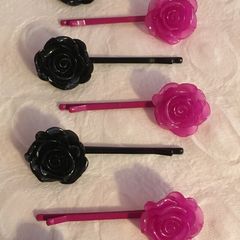 Vintage Resin Flower Hair Clips    -   Retro Style Hair Accessories