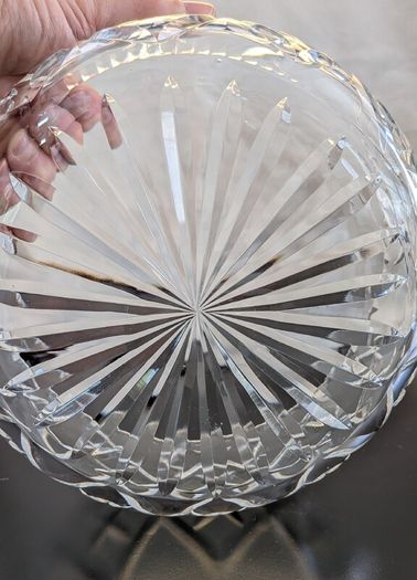 Large Bohemian Style Hand Cut Crystal Bowl Diamond Fan 22cm