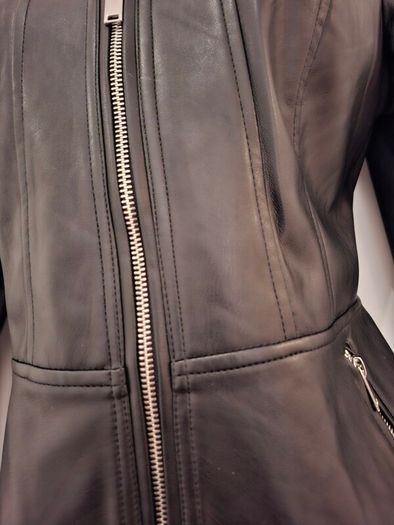 New, Vero Moda Black Peplum Collarless Soft Faux Leather Jacket - Size M (UK10)
