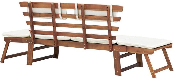 Garden Bench 2-in-1 with Padding 190 cm Solid Acacia Wood