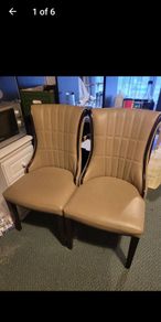 4 real leather chairs (beige)