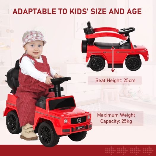 3 in 1 Kids Children Ride on Push Car Toddler Sliding Car G350 Licensed Walker Foot to Floor Slider Push-Along with Horn Steering Wheel NO POWER Manual, Red