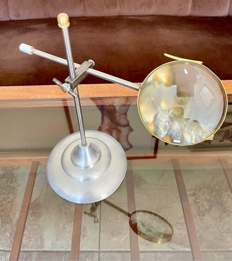 Nautical Decorative Magnifying Glass With Adjustable Stand Desktop Brass Detail