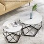 NEW SALE | Round Coffee Tables, Set of 2 Side Tables, Modern Style, Removable Tabletop, Steel Frame, for Living Room, White and Black Image 3