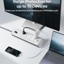 Extension Lead with USB Slots x 2 (2.4 A Shared), 8 Way/8 Plug Extension, 2m Surge Protected Power Strip - White Image 2