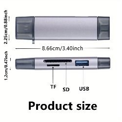 6-in-1 USB 3.0 Multi-Function Aluminum Alloy Card Reader - Supports TF/SD Cards and USB Drives for Smartphones, Dash Cams, Cameras, and Computers
