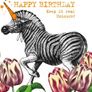 XL Happy birthday large ivory decorative pillar candle 'unicorn zebra' image Image 3